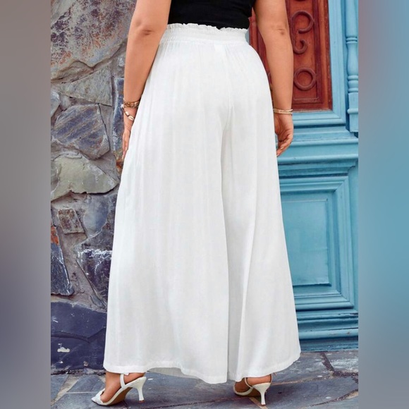 Shein Plus Paperbag Drawstring Waist Wide Leg Cover Up Pants - Picture 4 of 11